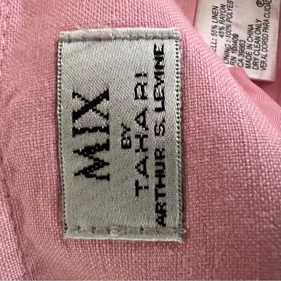 Tahari Arthur S Levine MIX Womens 2-pc Linen Blend Pink Suit Jacket Skirt Sz 16 - Picture 11 of 14